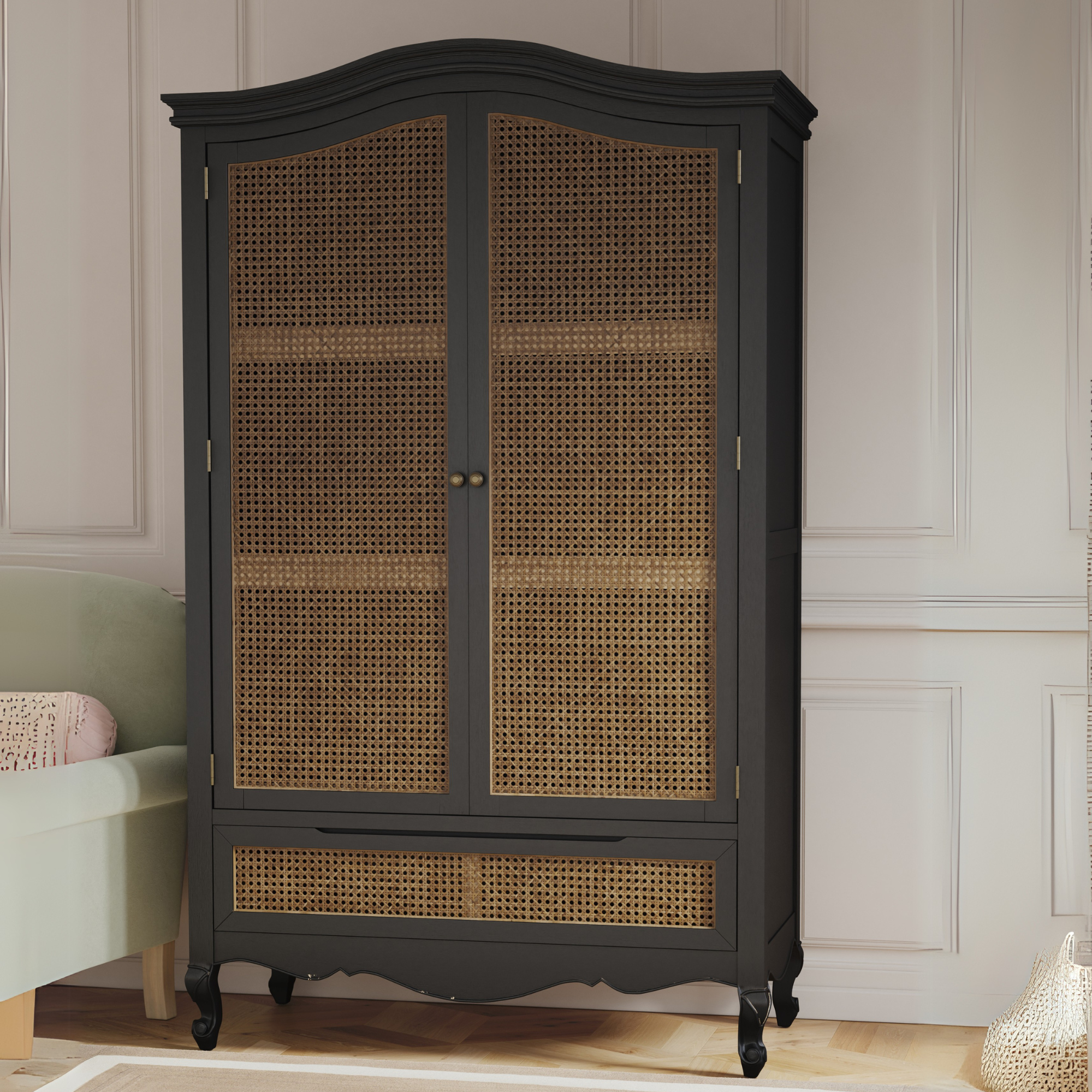 Montpellier Black 2 Door 1 Drawer Wardrobe
