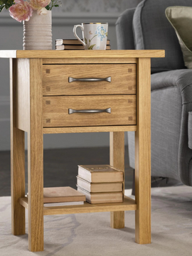 Milton Oak 2 Drawer Side Table