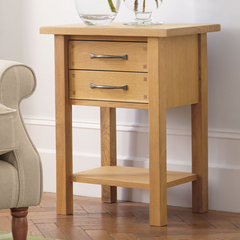 Milton Oak 2 Drawer Side Table