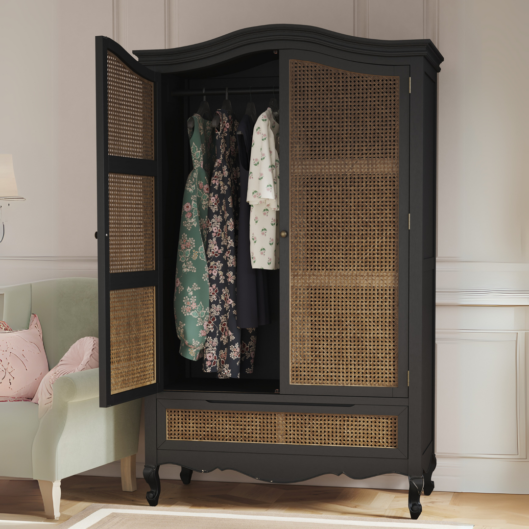 Montpellier Black 2 Door 1 Drawer Wardrobe