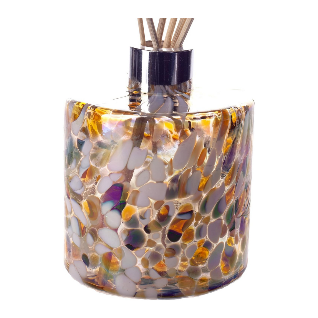 Glass Cylinder Reed Diffuser in Gold, Brown & White