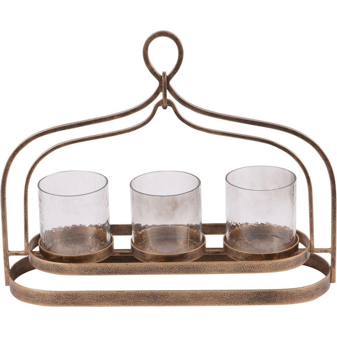 Aged Gold Loop Three Votive Holder
