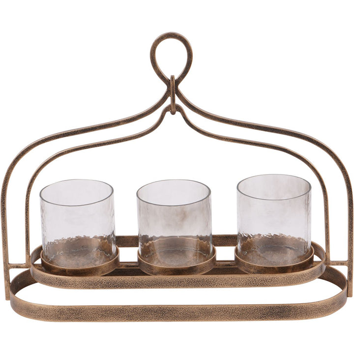 Aged Gold Loop Three Votive Holder