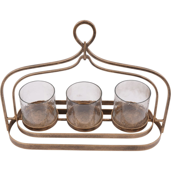 Aged Gold Loop Three Votive Holder