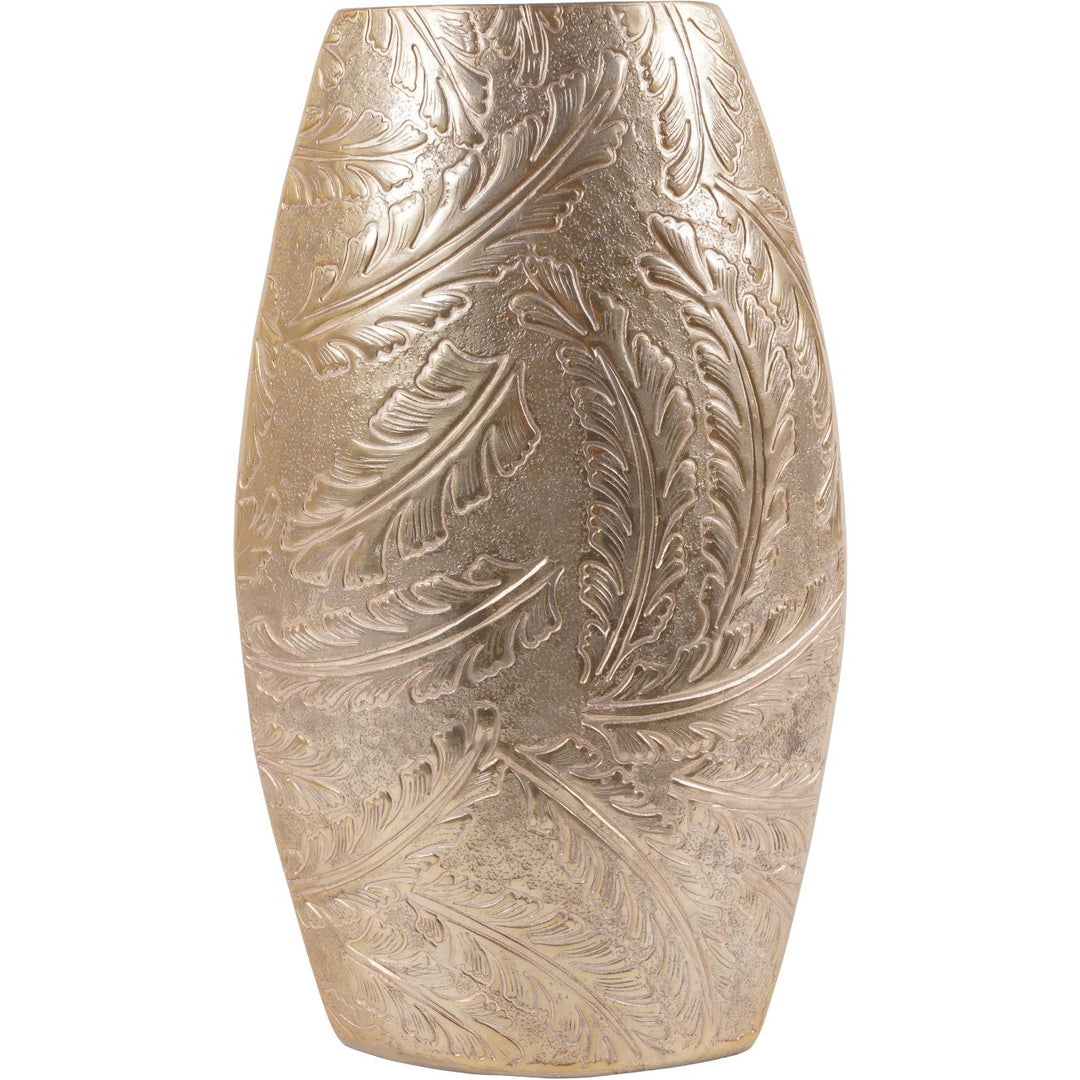 Winspear Gold Leaf Embossed Oval Barrel Large Vase