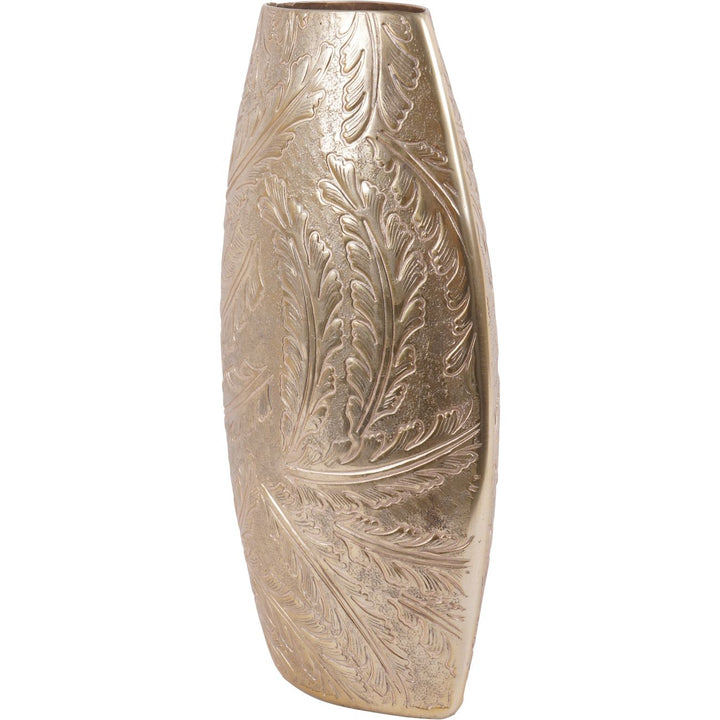 Winspear Gold Leaf Embossed Oval Barrel Large Vase