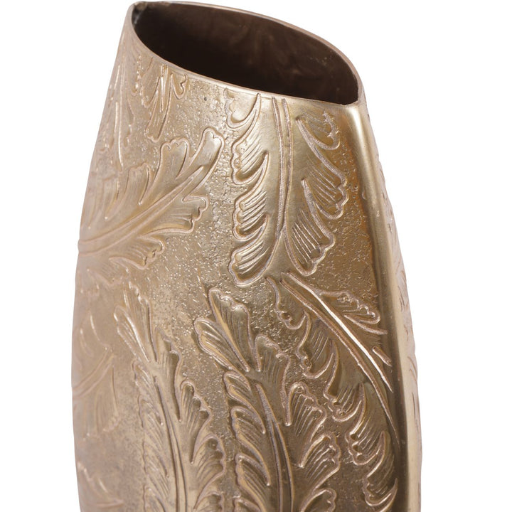 Winspear Gold Leaf Embossed Oval Barrel Large Vase