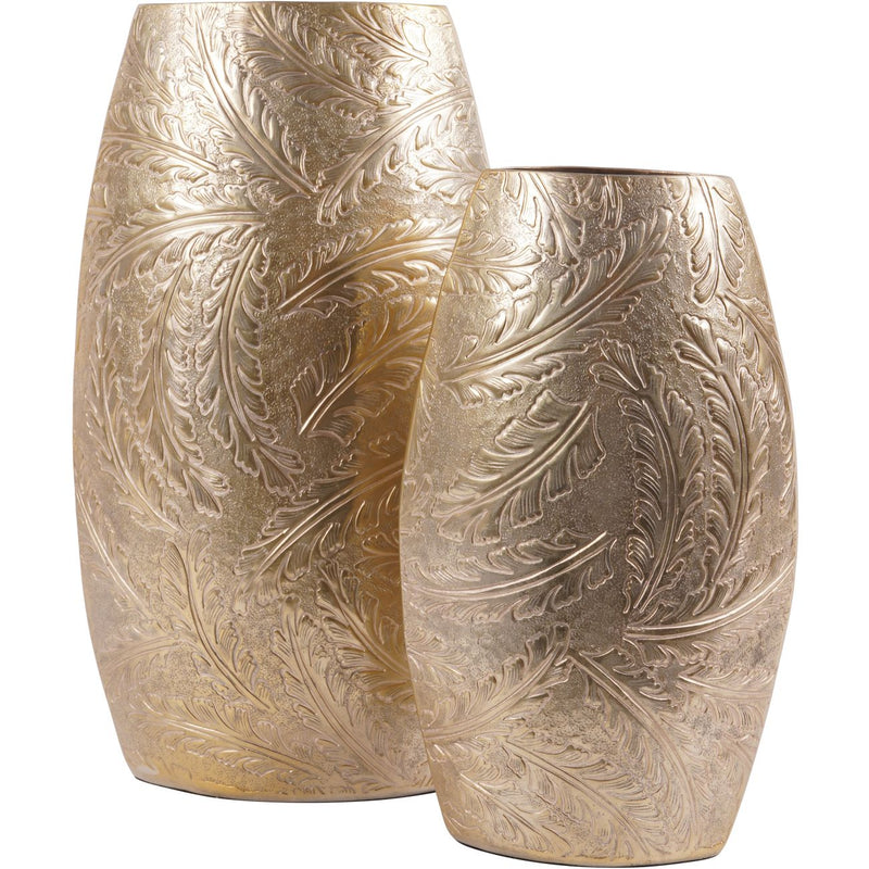 Winspear Gold Leaf Embossed Oval Barrel Large Vase