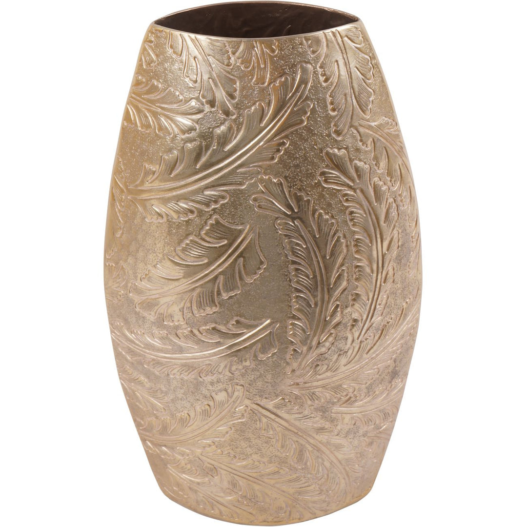 Winspear Gold Leaf Embossed Oval Barrel Large Vase