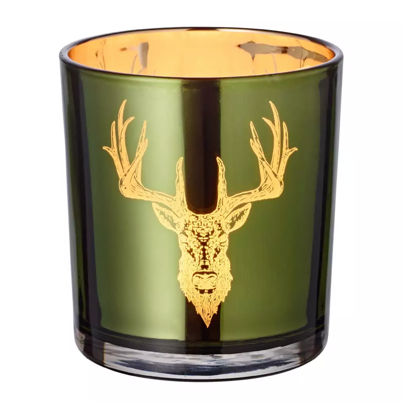 Stag Glass Votive Candle Holder Set of 2