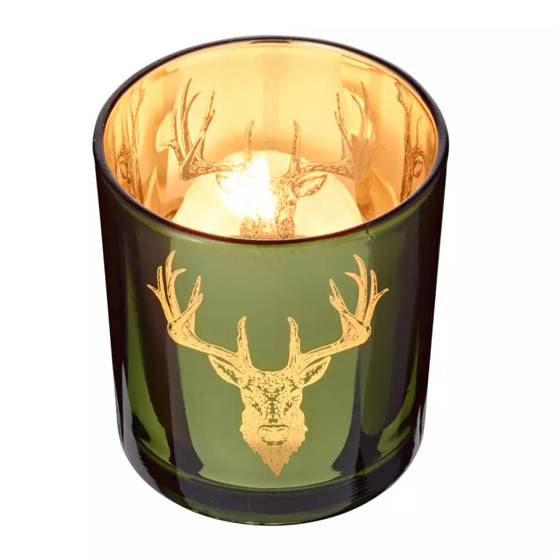 Stag Glass Votive Candle Holder Set of 2