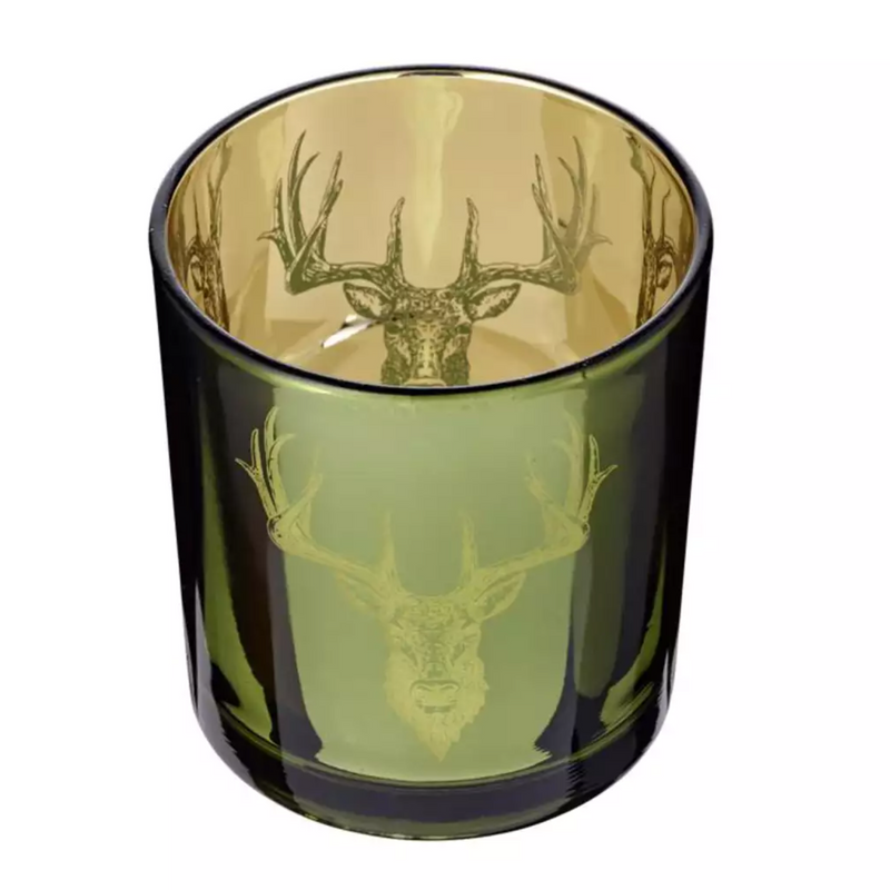 Stag Glass Votive Candle Holder Set of 2