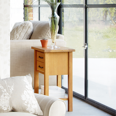 Milton Oak 2 Drawer Side Table