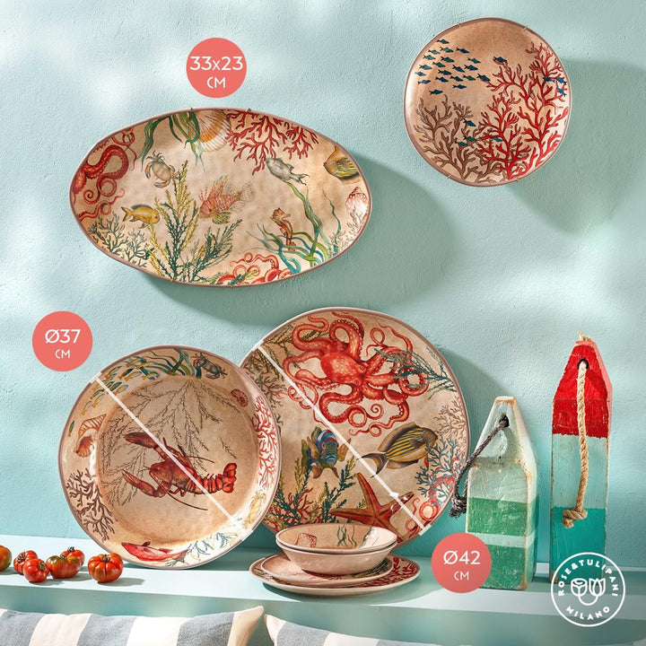 Sea Life Melamine Oval Plates Set of 2 – 24 x 15 cm