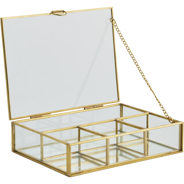Laura Gold Glass and Metal Storage Box