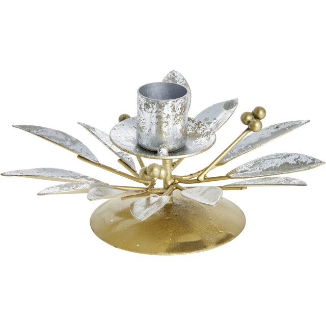 Olivia Silver and Light Gold Iron Candlestick