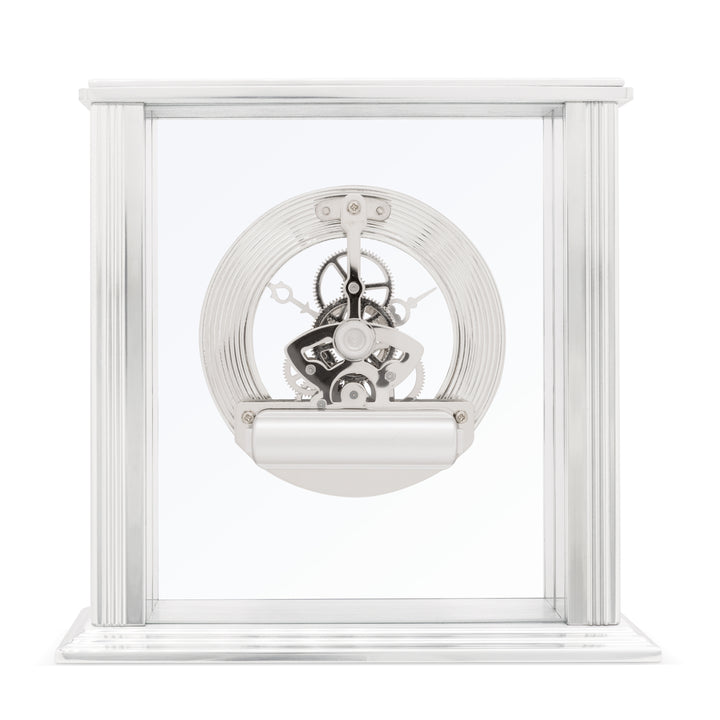 Vermont Silver Skeleton Mantel Clock