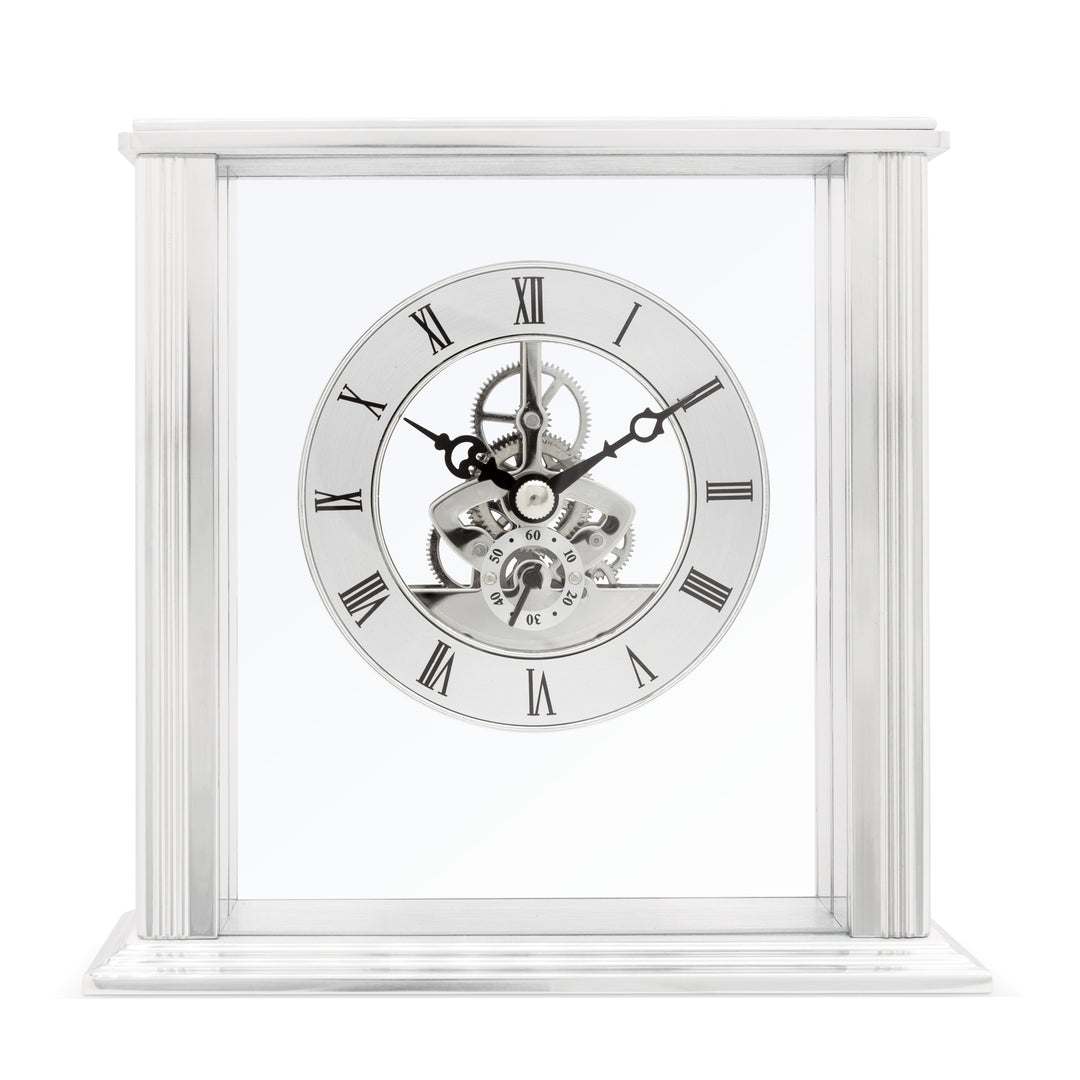 Vermont Silver Skeleton Mantel Clock