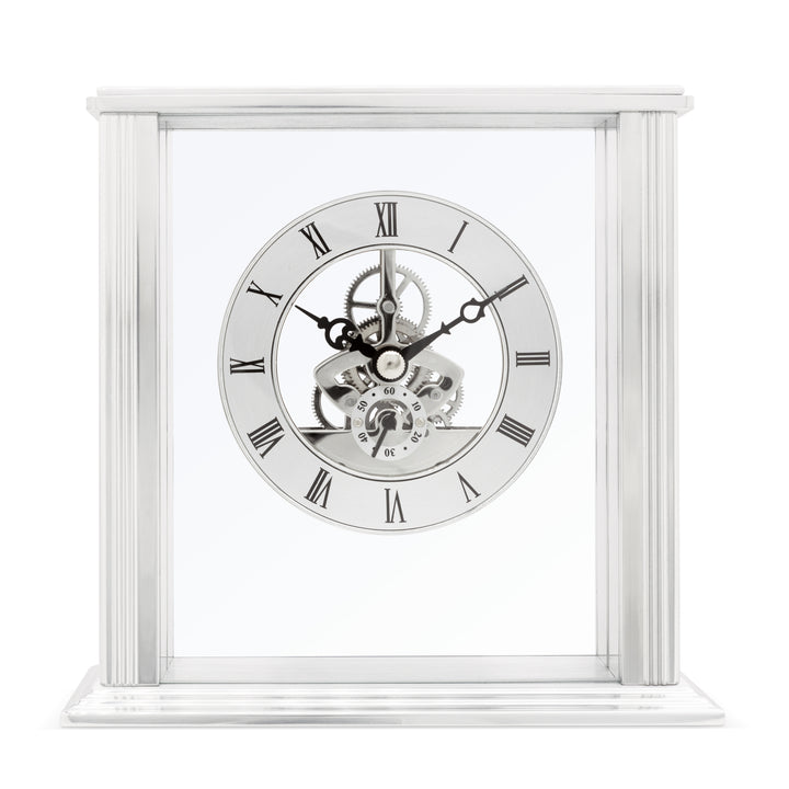 Vermont Silver Skeleton Mantel Clock