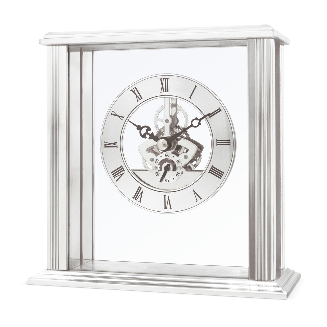 Vermont Silver Skeleton Mantel Clock