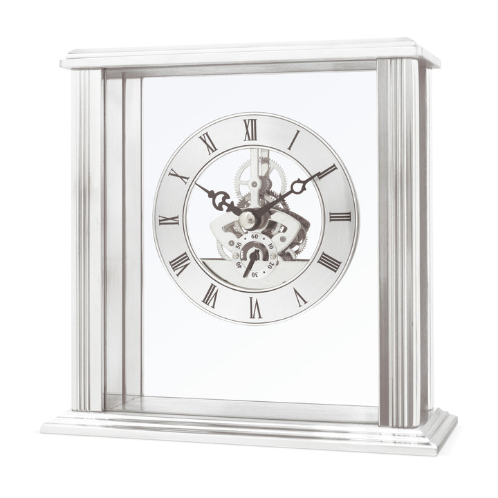 Vermont Silver Skeleton Mantel Clock