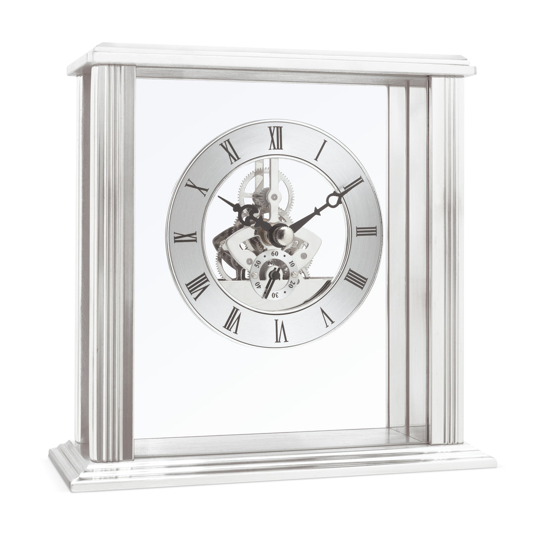 Vermont Silver Skeleton Mantel Clock