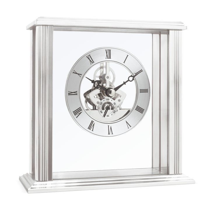 Vermont Silver Skeleton Mantel Clock