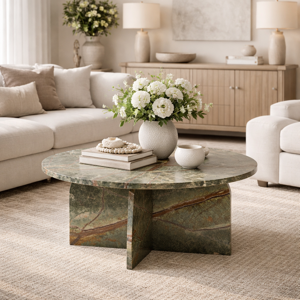 Amalfi Round Ember Marble Coffee Table