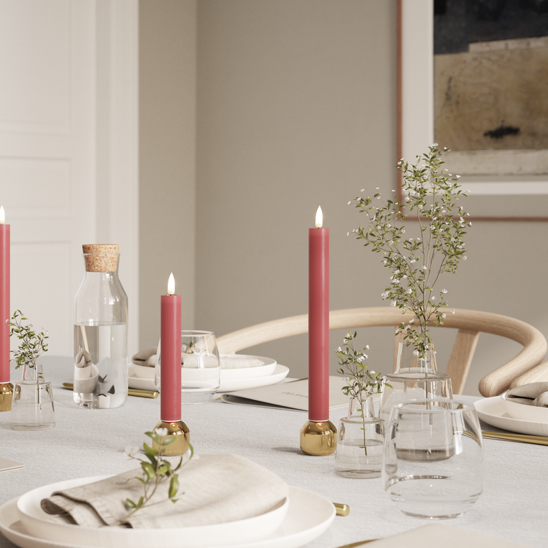 Flameless LED Bordeaux Set of 2 Dinner Candles