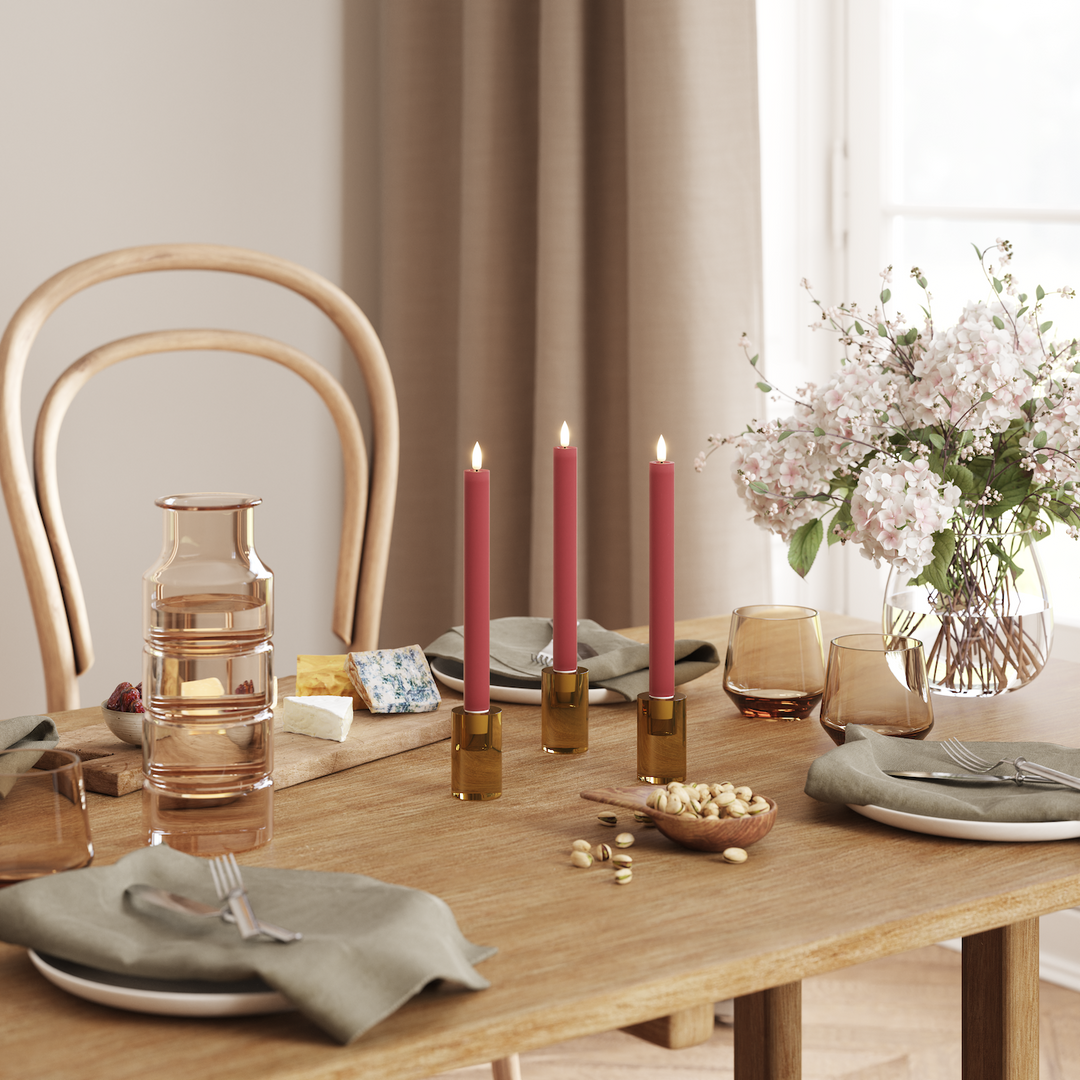 Flameless LED Bordeaux Wax Pillar Candle