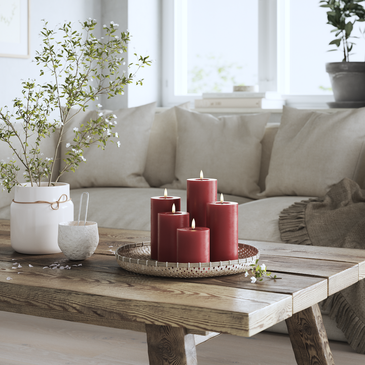 Flameless LED Bordeaux Wax Pillar Candle