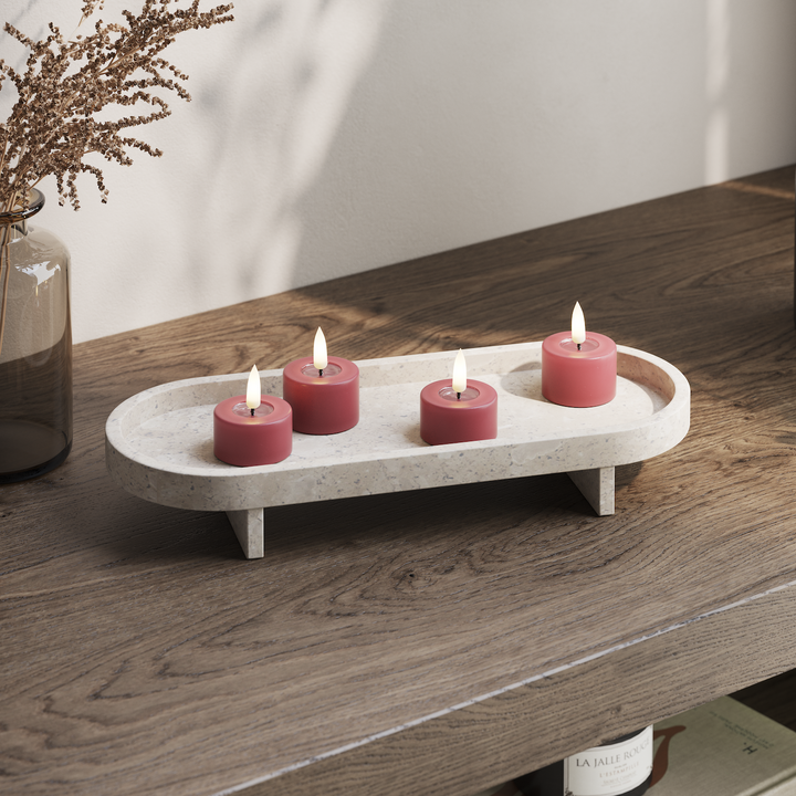 Flameless LED Bordeaux Wax Pillar Candle