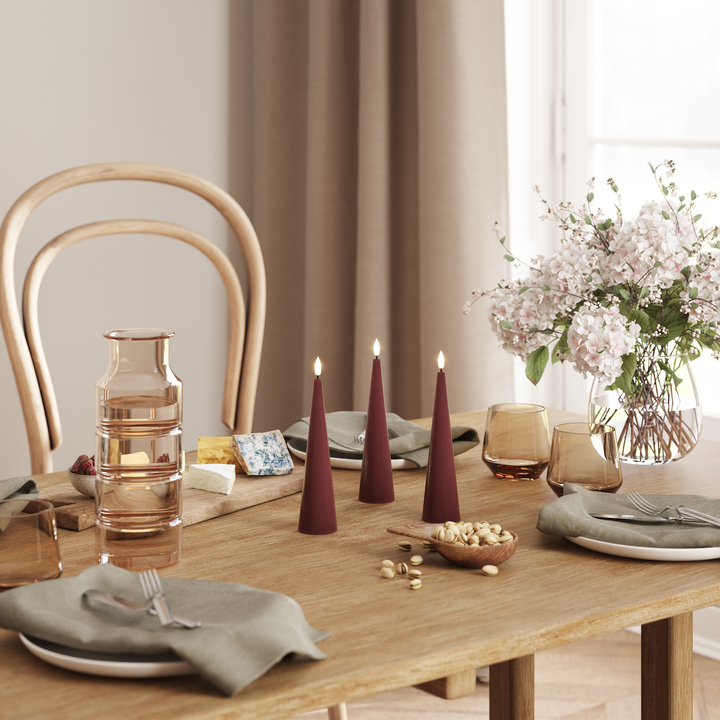 Flameless LED Bordeaux Cone Candle