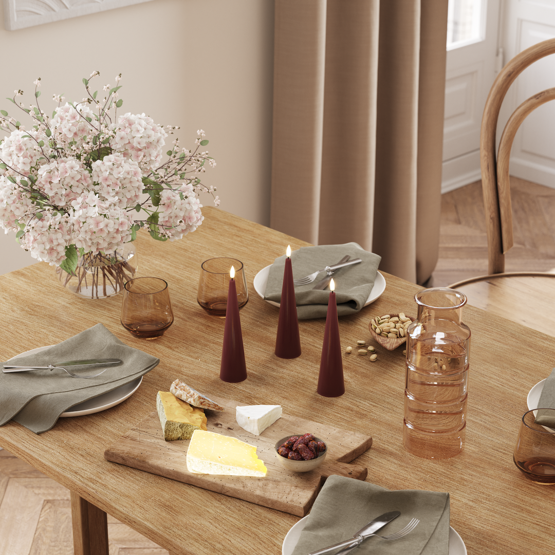 Flameless LED Bordeaux Cone Candle