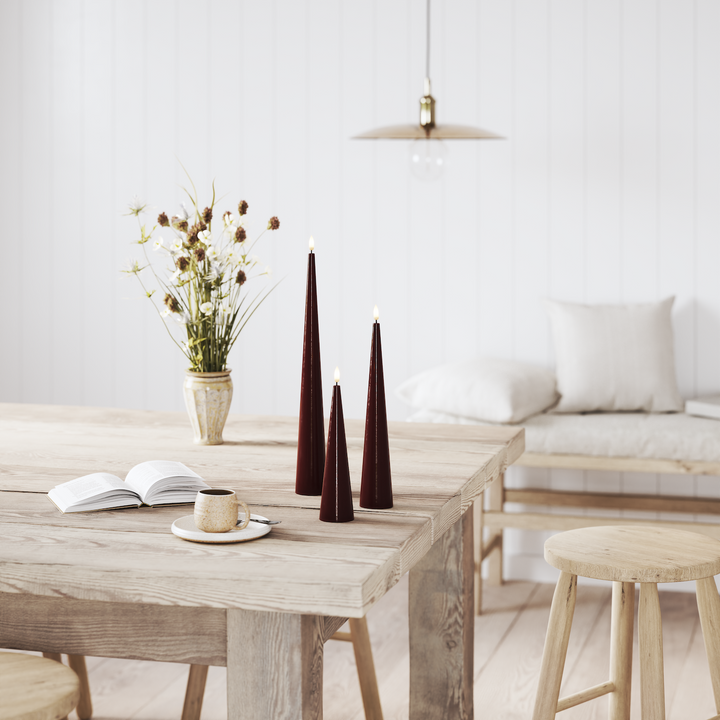 Flameless LED Bordeaux Cone Candle