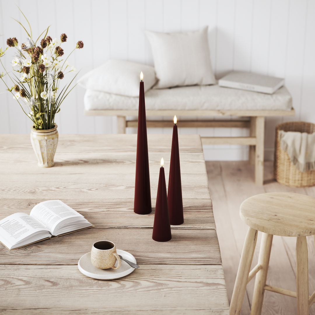 Flameless LED Bordeaux Cone Candle