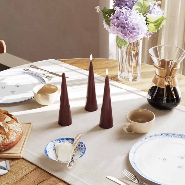 Flameless LED Bordeaux Cone Candle