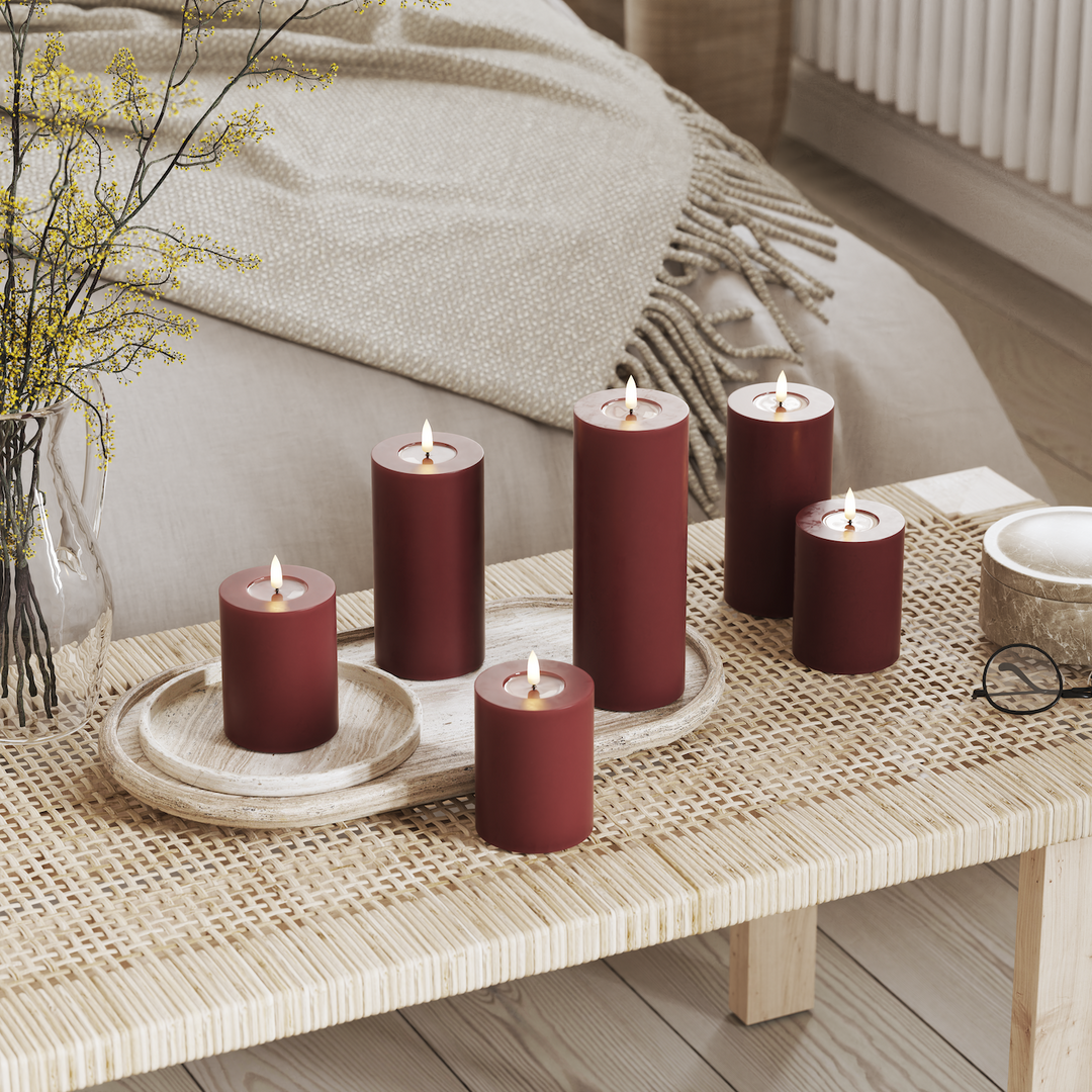 Flameless LED Bourgogne Wax Pillar Candle