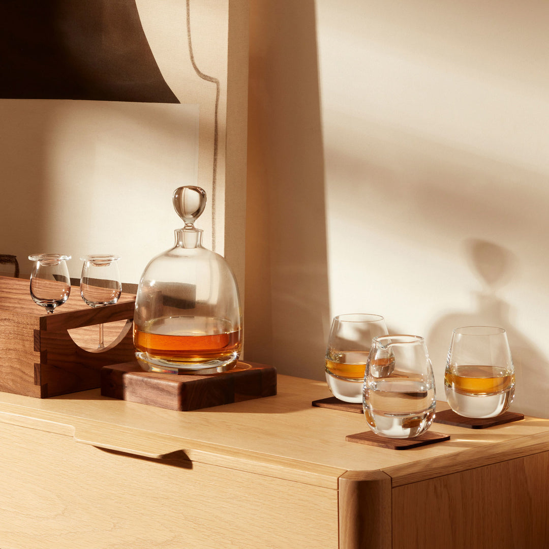 Whisky Islay Tumbler with Walnut Coaster Set of 2