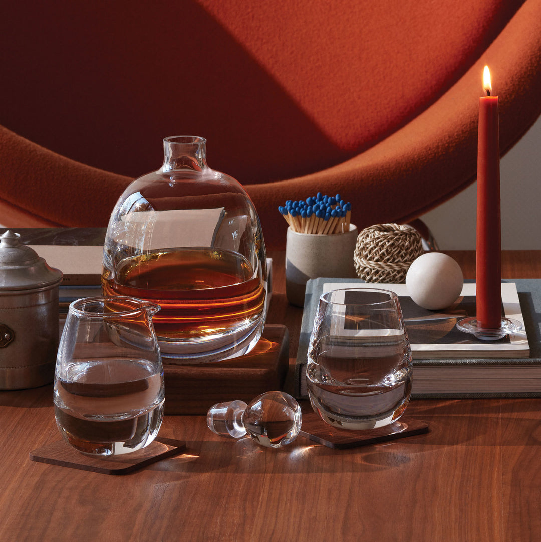 Whisky Islay Tumbler with Walnut Coaster Set of 2