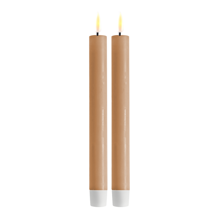 Flameless LED Caramel Set of 2 Dinner Candles