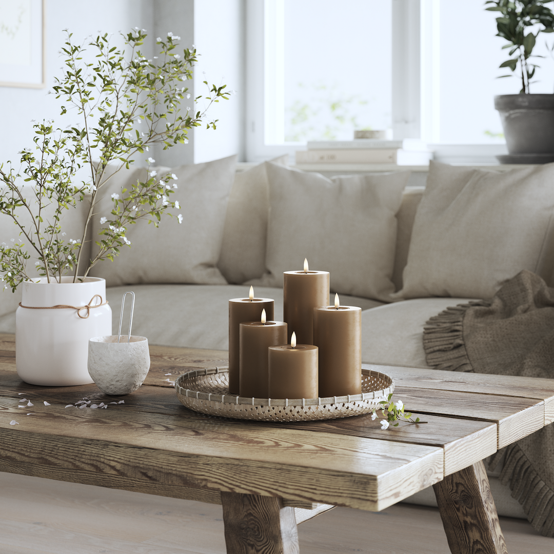 Flameless LED Caramel Wax Pillar Candle