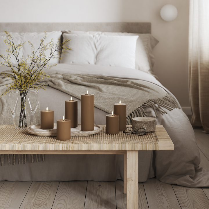 Flameless LED Caramel Wax Pillar Candle