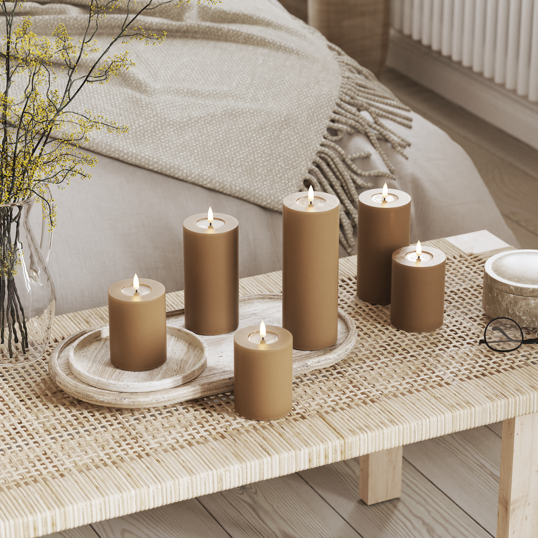 Flameless LED Caramel Wax Pillar Candle