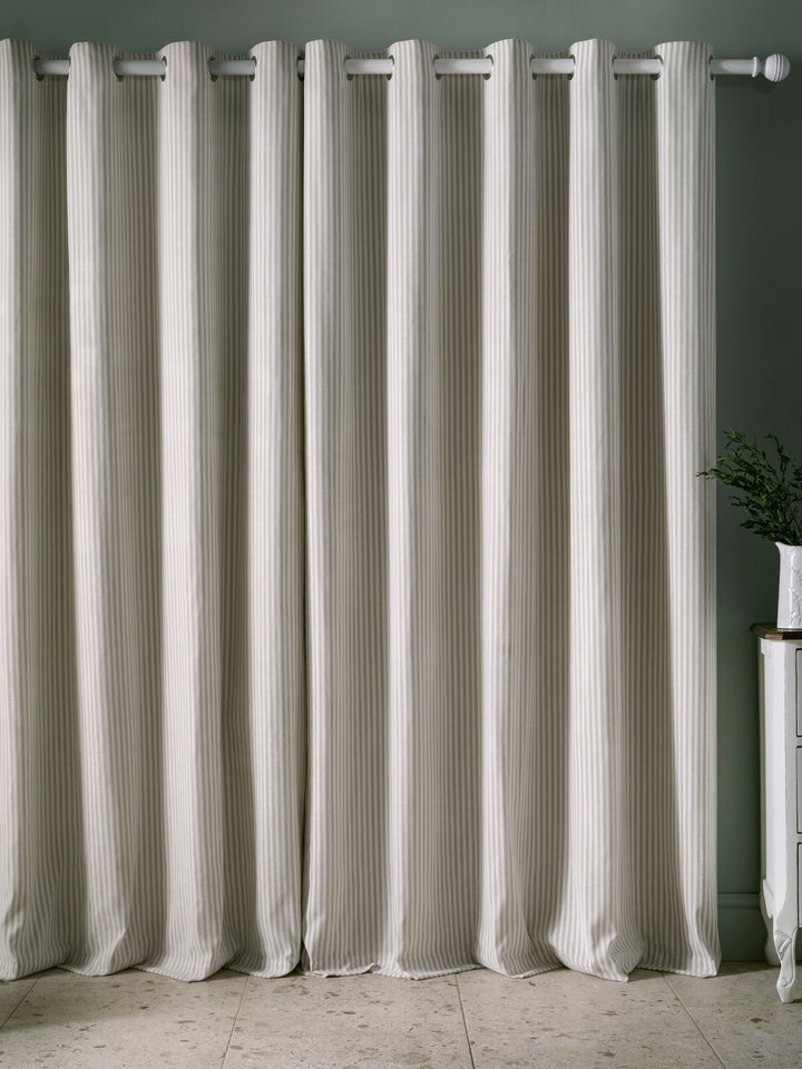 Cornish Chenille Stripe Lined Eyelet Curtains