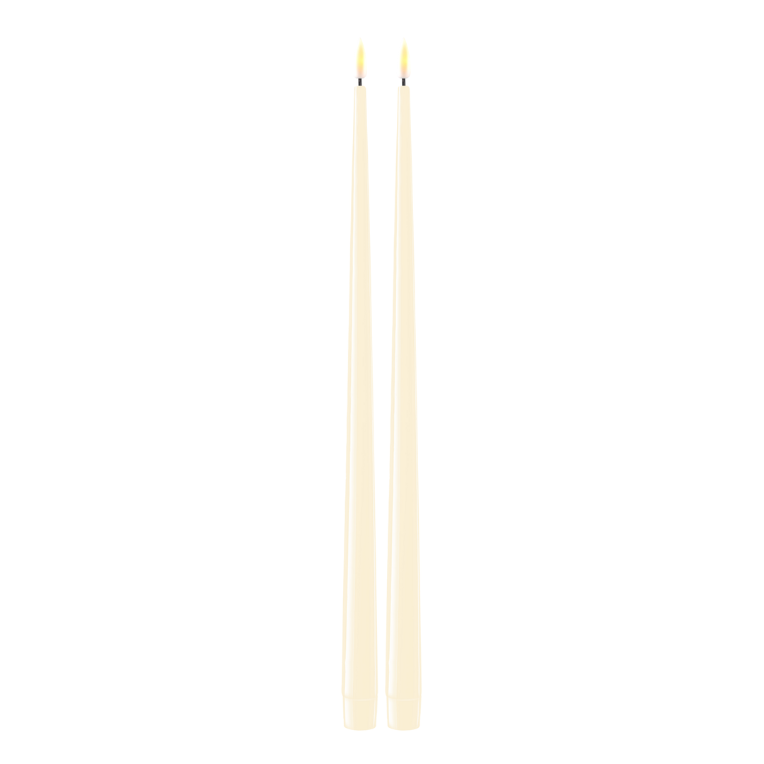 Flameless LED Cream Set of 2 Shiny Tapered Dinner Candles