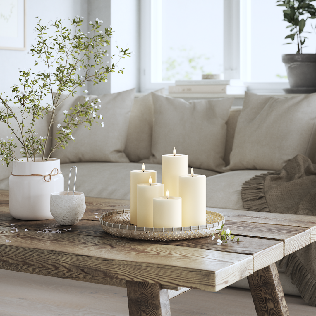 Flameless LED Cream Wax Pillar Candle