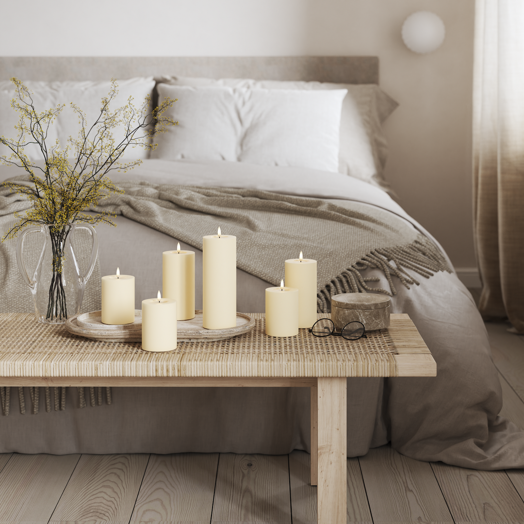 Flameless LED Cream Wax Pillar Candle