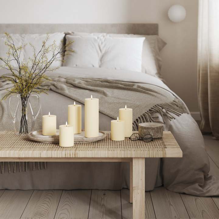 Flameless LED Cream Wax Pillar Candle