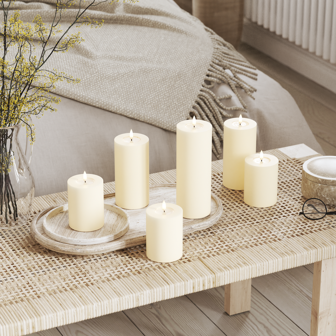 Flameless LED Cream Wax Pillar Candle